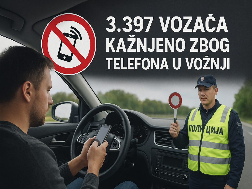 ilustracija, 3397 vozača kažnjeno zbog mobilnog, AI